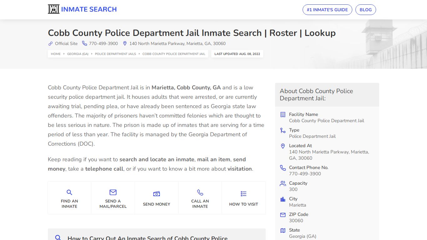Cobb County Police Department Jail Inmate Search | Roster ...